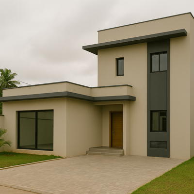 Maison contemporaine avec volume annexe