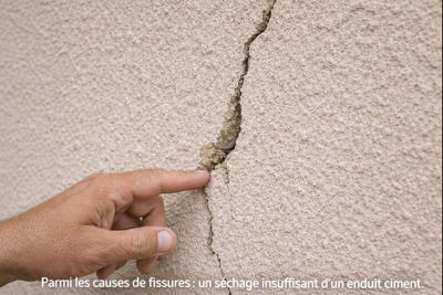 Fissure visible dans un enduit