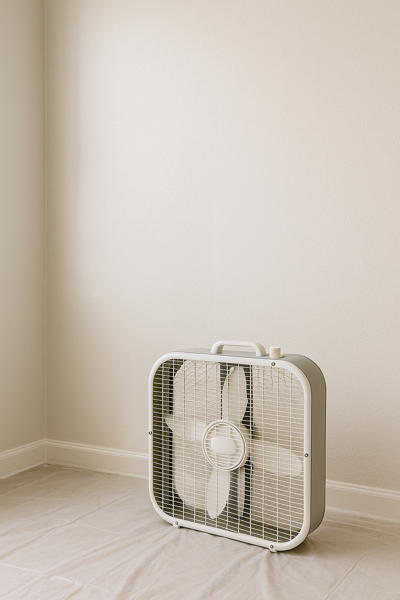 Ventilateur près d’un mur peint : éviter un souffle direct sur la peinture fraîche
