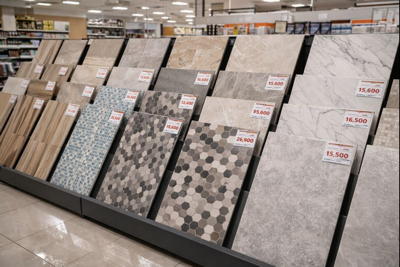 Échantillons de carrelages et de mosaïques en exposition