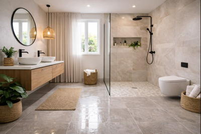 Choix d’un carrelage antidérapant : salle de bain avec douche