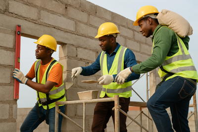 Chantier de maison en cours en Côte d’Ivoire