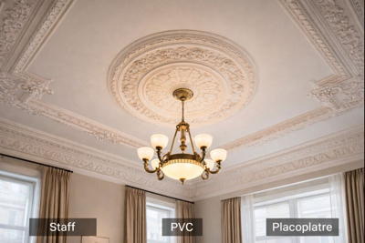 Exemple de plafond en staff conservé dans une habitation