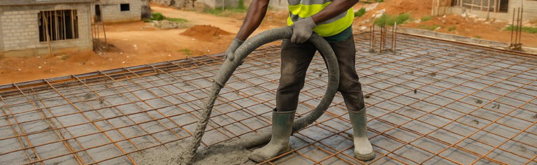 Coulage du béton sur les armatures d’une dalle