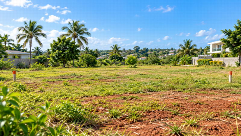 Terrain avec palmiers en Côte d’Ivoire