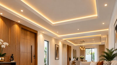 Faux plafond avec éclairage intégré dans un intérieur moderne en Côte d’Ivoire