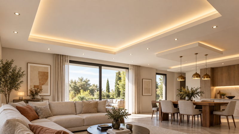 Plafond moderne avec éclairage intégré
