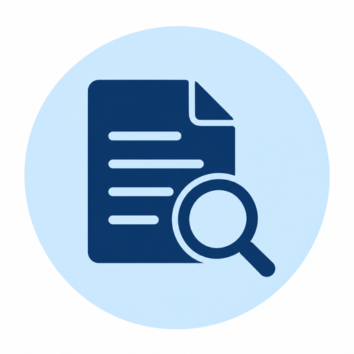 Icône document avec loupe
