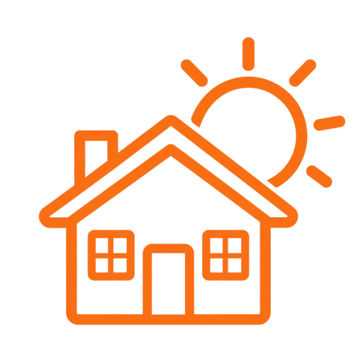 Icône maison avec soleil pour illustrer la performance énergétique