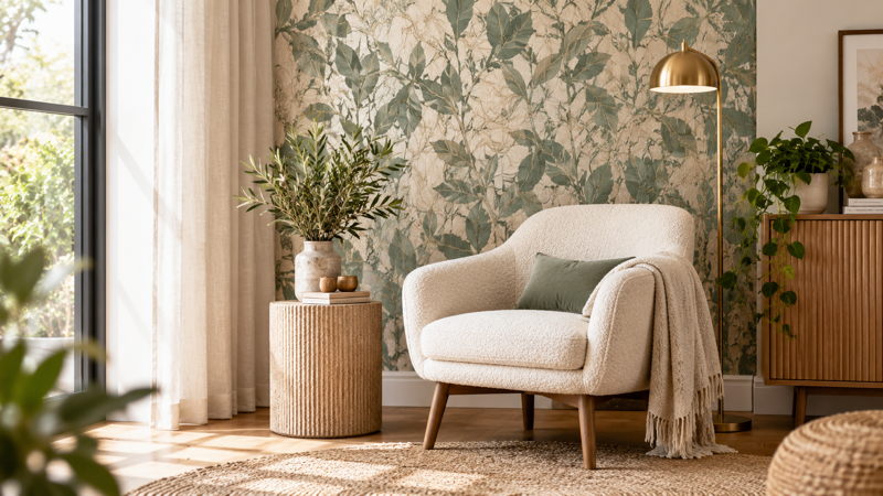 Intérieur contemporain avec revêtement mural décoratif