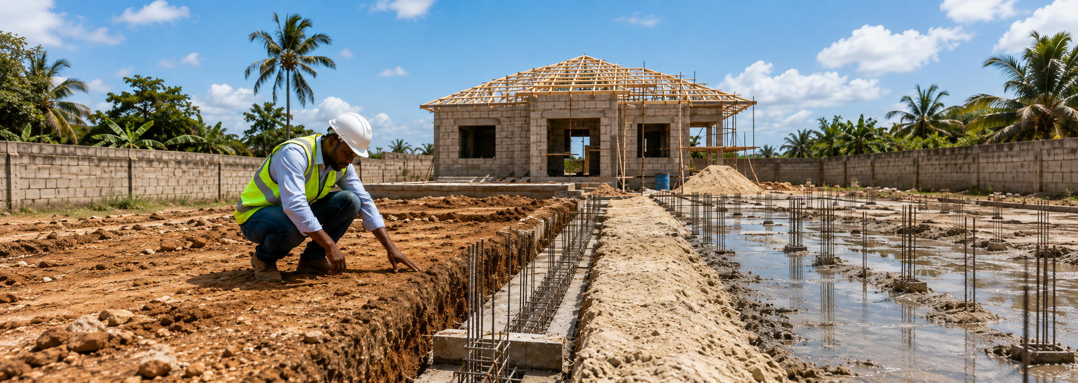 Fondations et dalle d’une maison en cours de construction