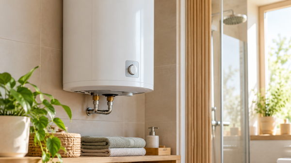 Chauffe-eau installé dans une salle de bain moderne
