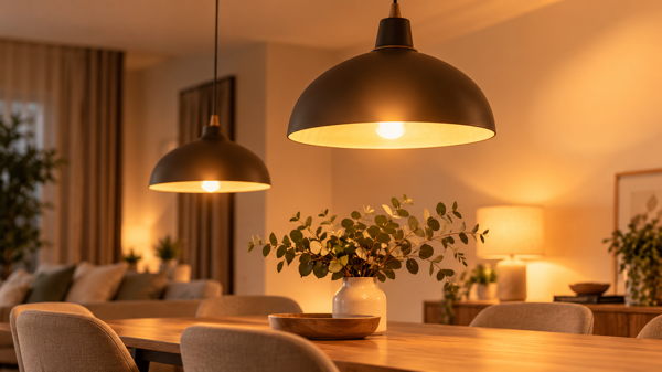 Suspensions lumineuses dans une pièce de vie