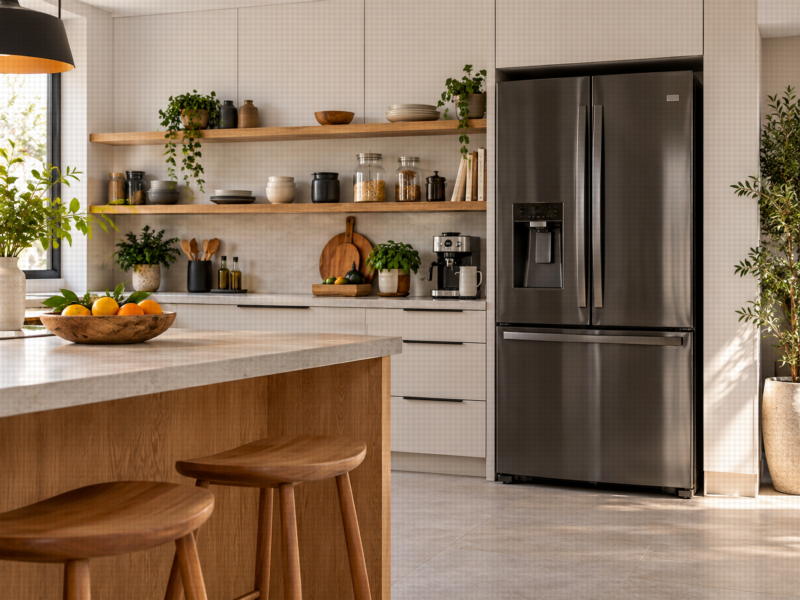 Cuisine moderne équipée d’appareils pratiques