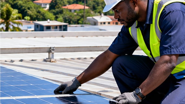 Installation solaire photovoltaïque sur un bâtiment en Côte d’Ivoire