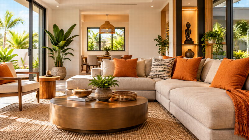 Salon moderne et décoré dans une maison en Côte d’Ivoire