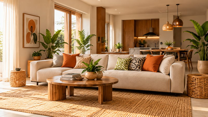 Intérieur moderne et décoré dans une maison en Côte d’Ivoire