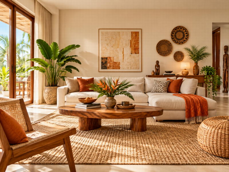 Salon moderne décoré dans un style adapté au climat ivoirien