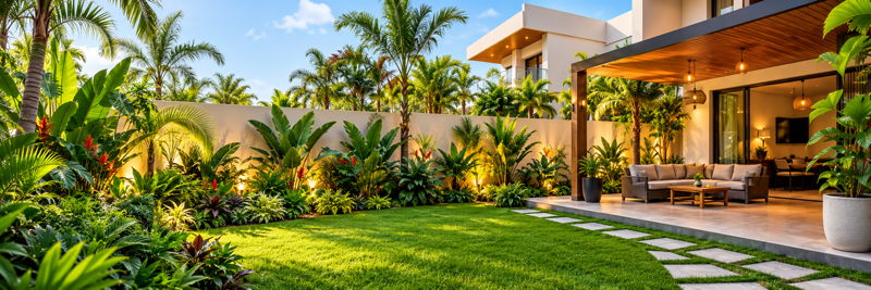 Jardin et aménagement extérieur d’une maison moderne en Côte d’Ivoire