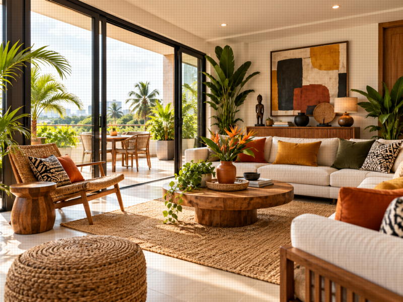 Petit salon moderne aménagé avec du mobilier adapté