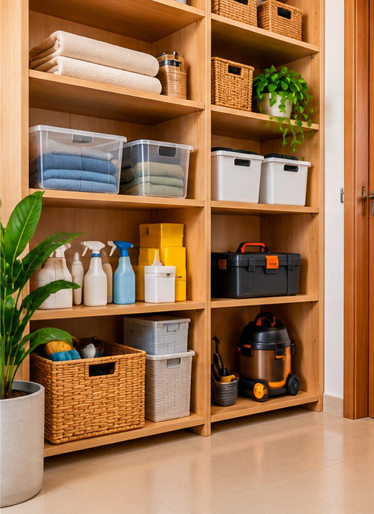 Rangements organisés et fonctionnels dans un logement