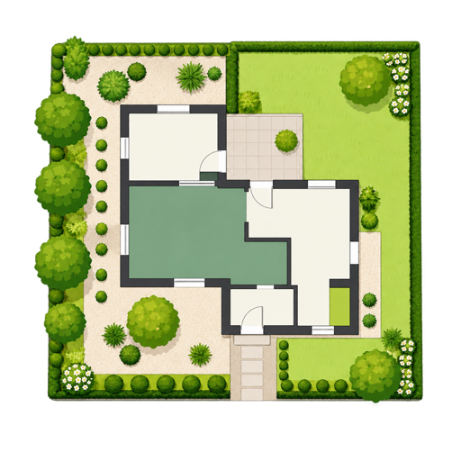 Plan d’aménagement paysager d’une maison et de son jardin