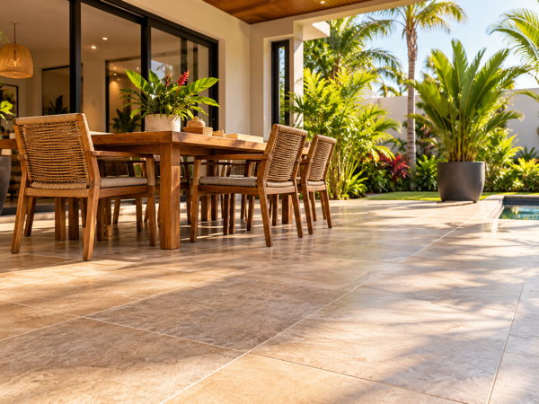Revêtement de sol d’une terrasse extérieure aménagée