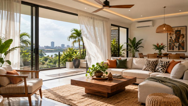 Intérieur ventilé avec climatisation efficace dans un bâtiment en Côte d’Ivoire