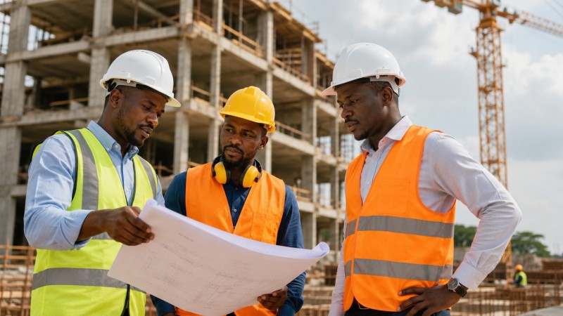 hommes sur chantier